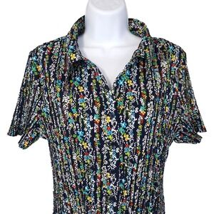 Christopher Banks Pleated Top Ditsy Floral Womens XL Y2K 90s Preppy Cottagecore